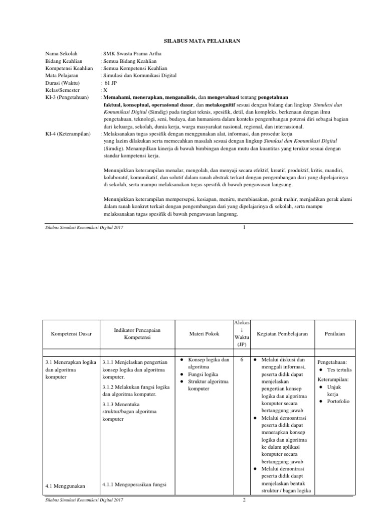Silabus Simulasi Komunikasi Digital 2017 Pdf