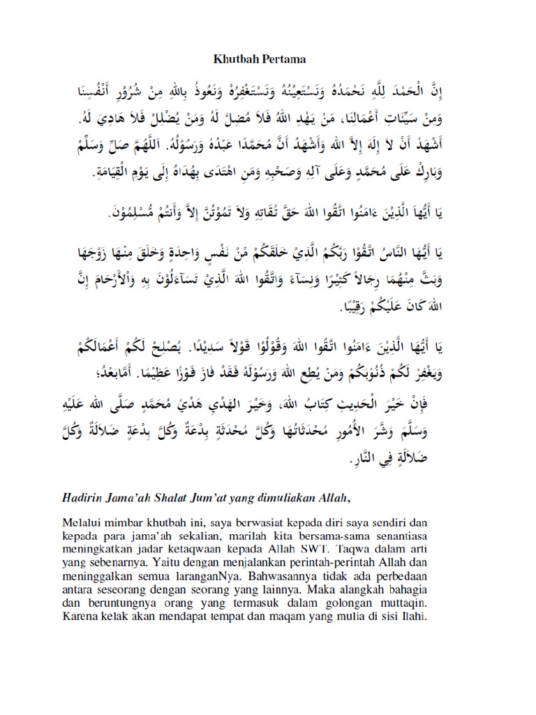 Pembukaan Penutupan Khutbah