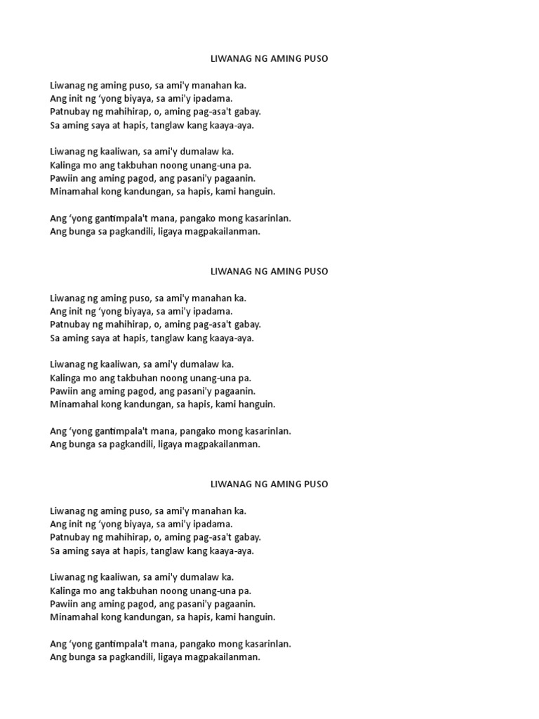 Liwanag Ng Aming Puso Pdf