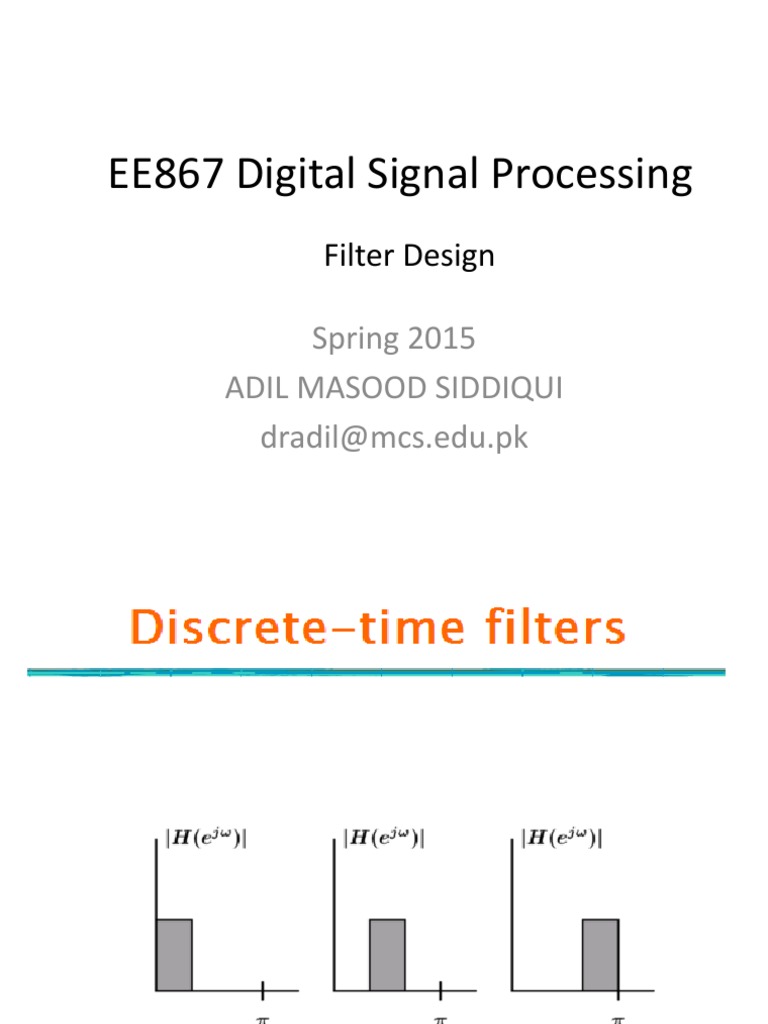 EE867 Digital Signal Processing Filter Design PDF