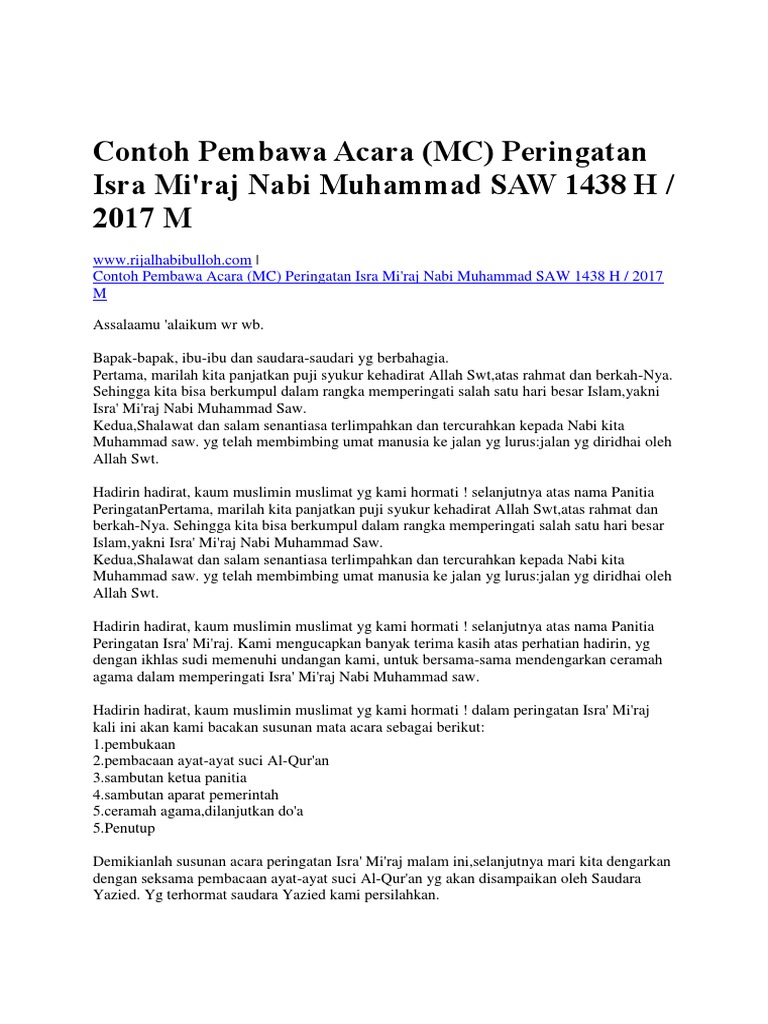 Teks Mc Ceramah Agama