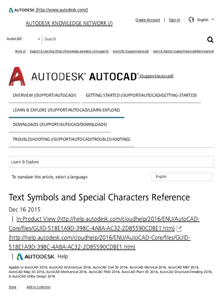 AutoCAD Text Symbols and Codes Guide | PDF | Auto Cad | Autodesk