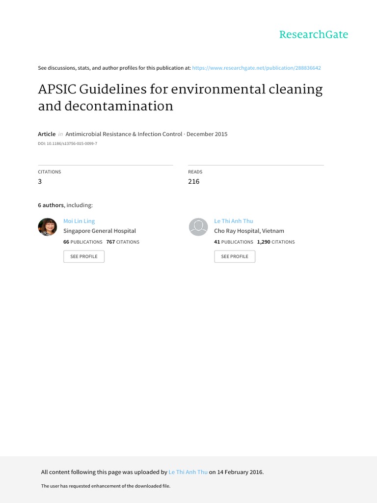 APSIC Guidelines For Environmental Cleaning and de PDF Infection