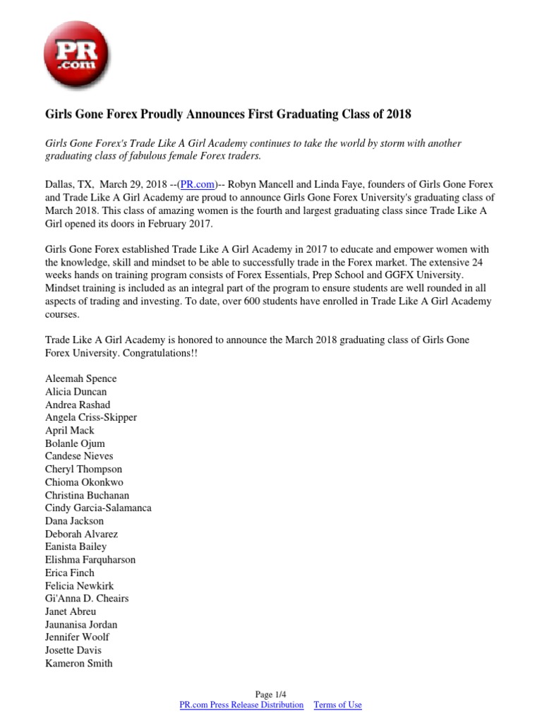 Girls Gone Forex Proudly Announces First Graduating Class Of 2018 - 