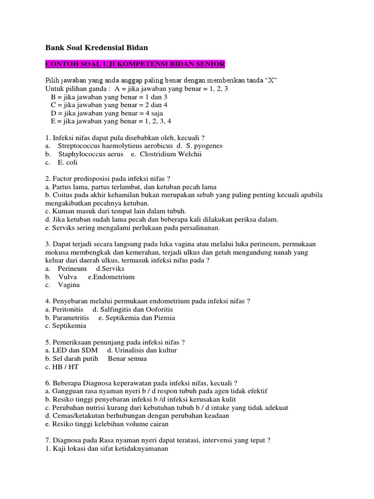Bank Soal Kredensial Bidan