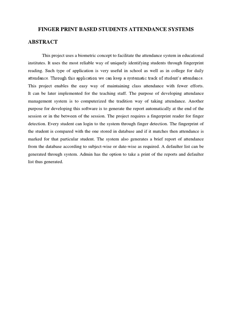 Fingerprint Attendance System for Students | PDF | Unit Testing ...