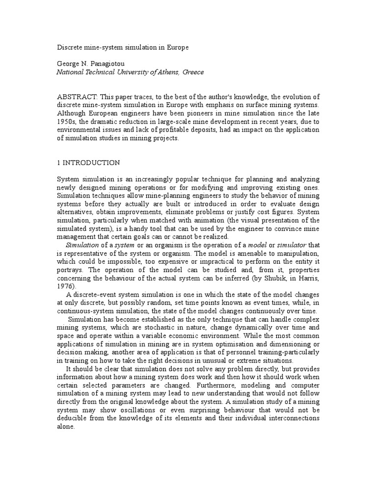 Discrete Mine System Simulation in Europe | PDF | Simulation | Mining