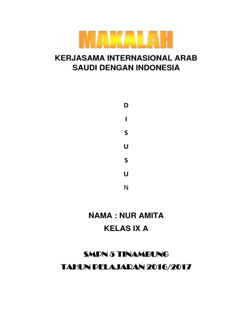 Makalah Kerjasama Internasional Arab Saudi Dengan Indonesia