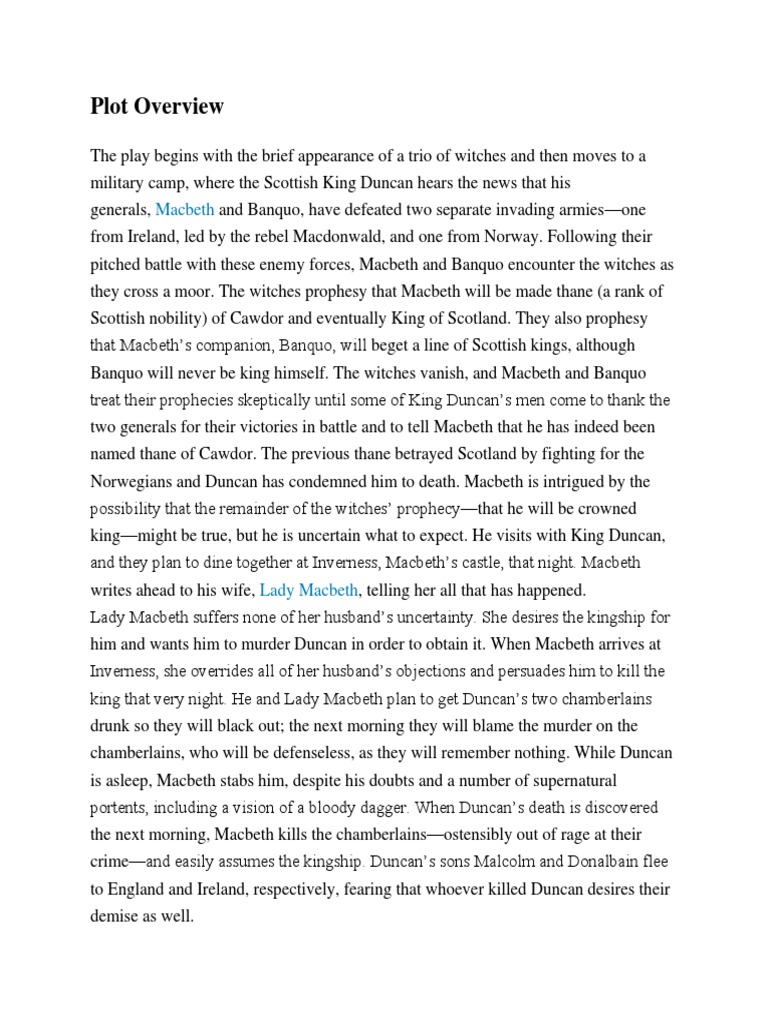 Plot Overview Of Macbeth