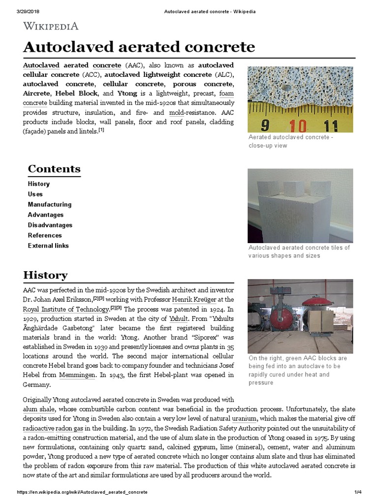 Autoclaved Aerated Concrete - Wikipedia | PDF | Materials | Building ...