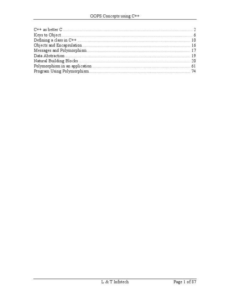 OOPS - Concepts Using C++ | PDF | Object Oriented Programming | Class ...
