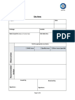 TSSA Site Note Format