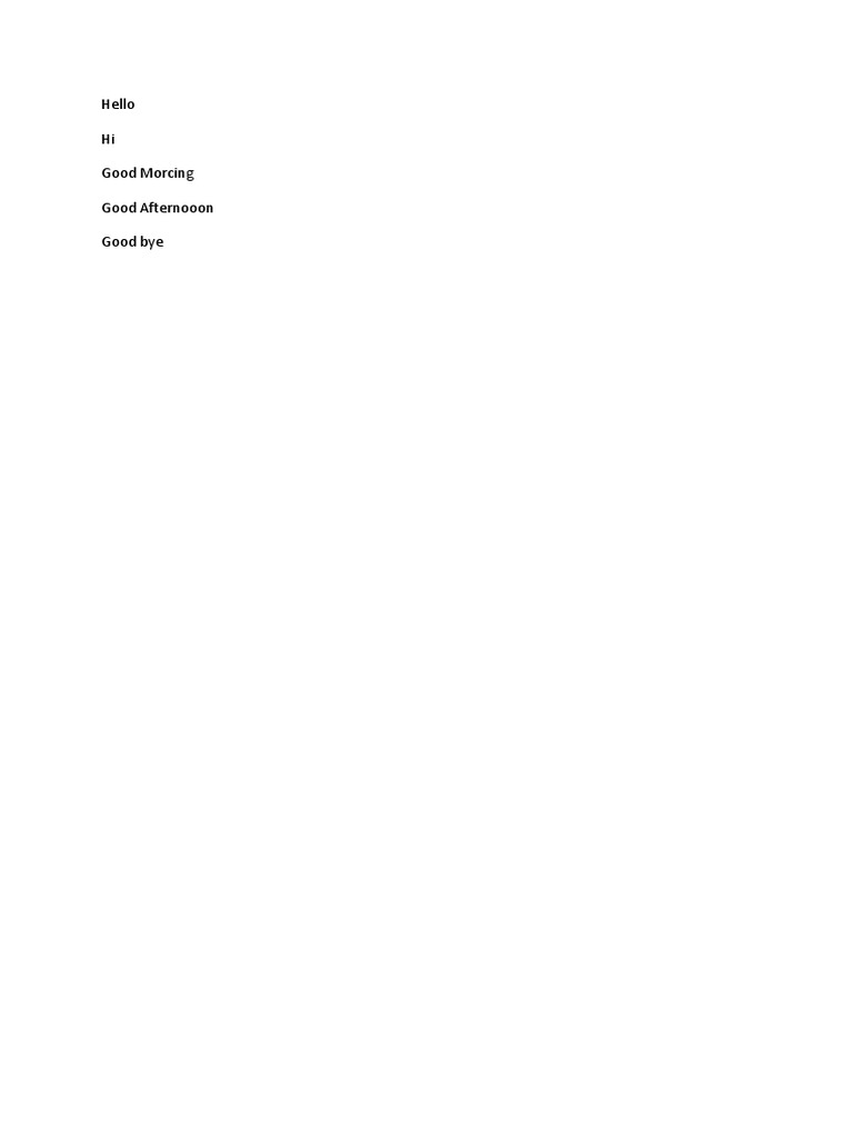 Hello Hi Good Morcing Good Afternooon Good Bye | PDF