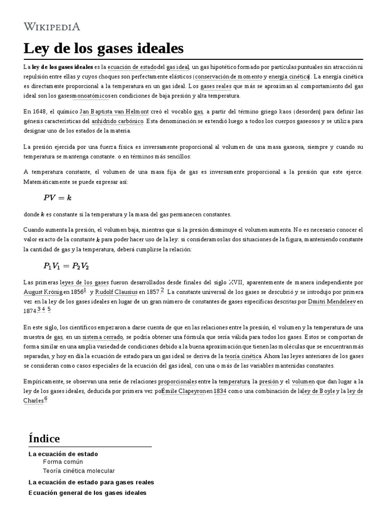 Ley de Los Gases Ideales | PDF | Gases | Fases de la materia