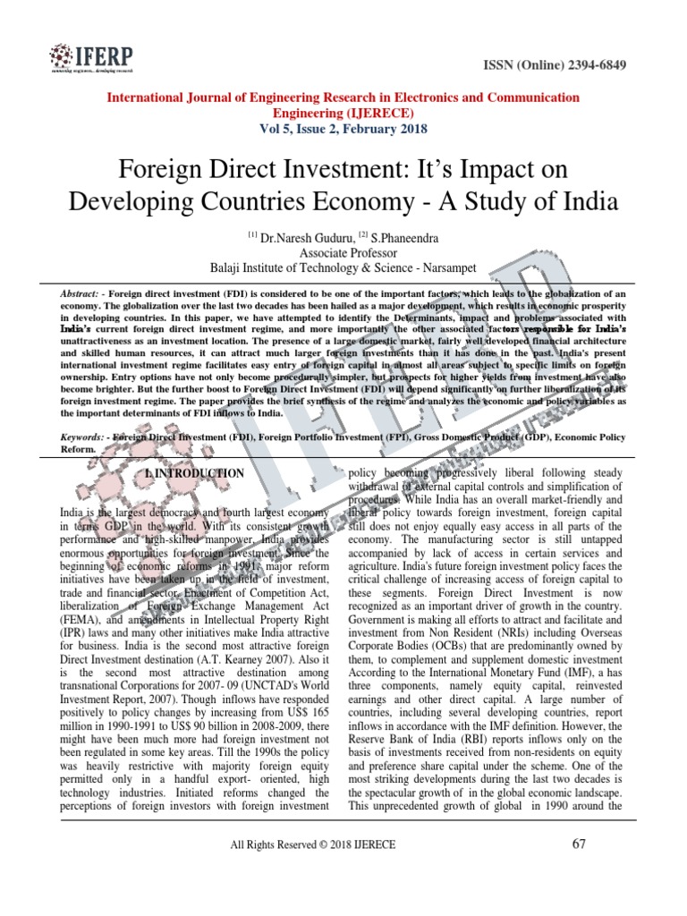 Fdi Impact Iferp Ext - 14273 | PDF | Foreign Direct Investment ...
