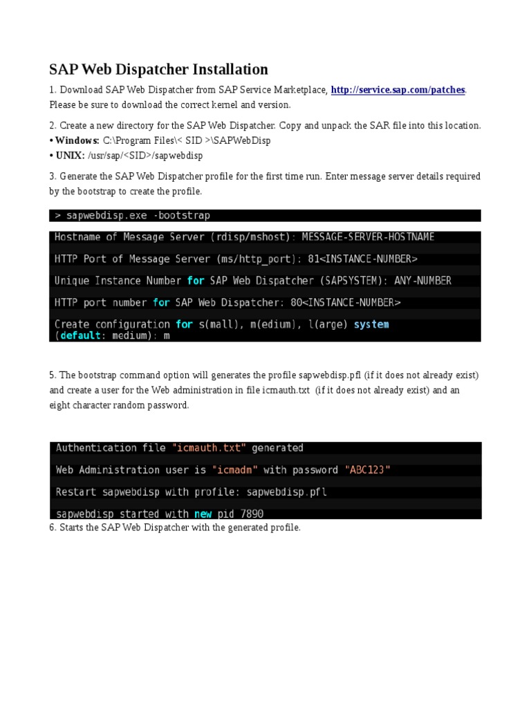 SAP Web Dispatcher Installation Guide | PDF