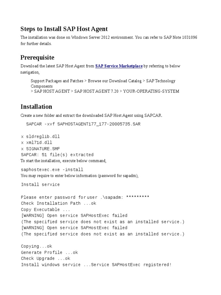 SAP Host Agent Installation Guide | PDF