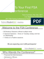 Welcome To Your First FSA Training Conference Session 1