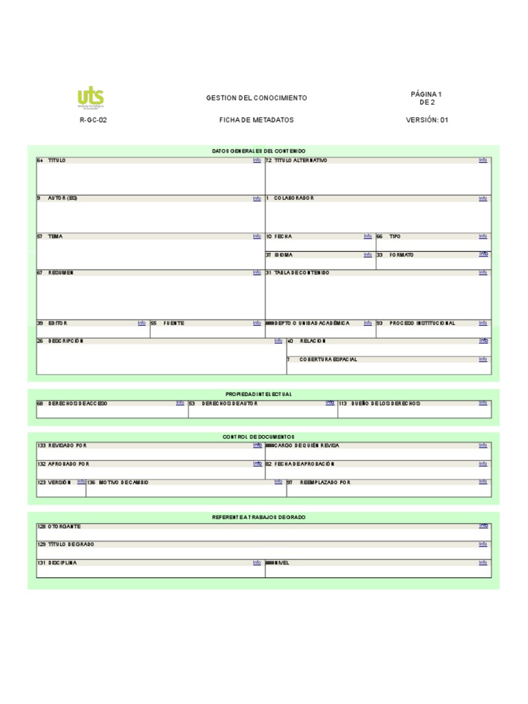 RGC02 Ficha de Metadatos PDF Acceso abierto Documento