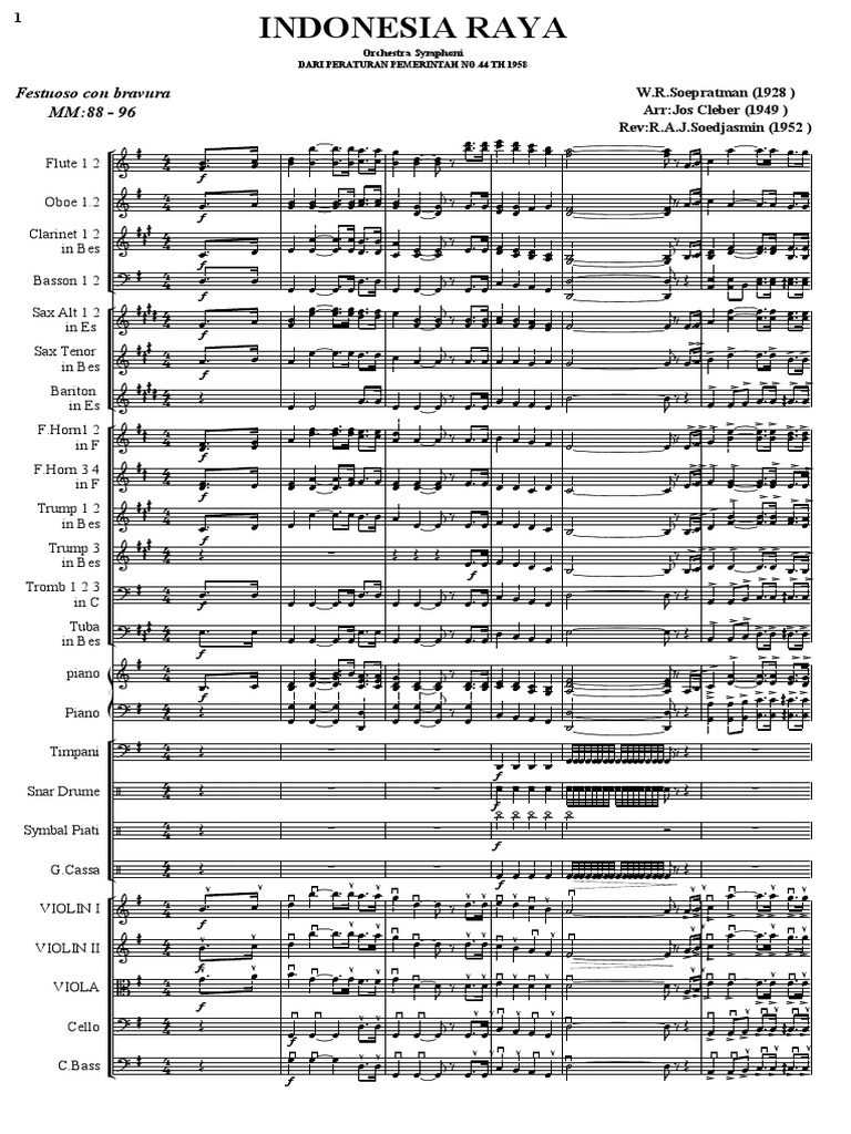 Indonesia Raya Versi Orchestra Symphoni Full | PDF | Classical Music ...