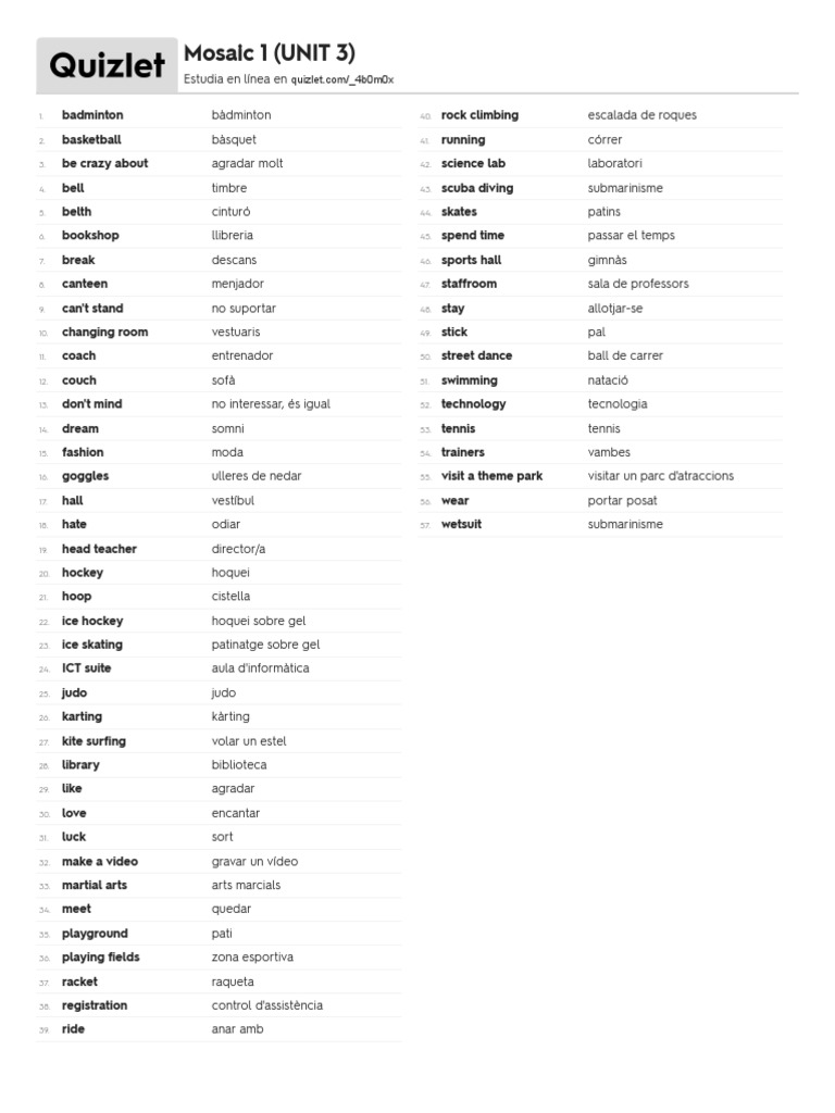 Mosaic Vocabulary Unit 3 PDF