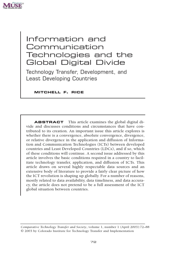Digital Divide PDF Information And Communications Technology