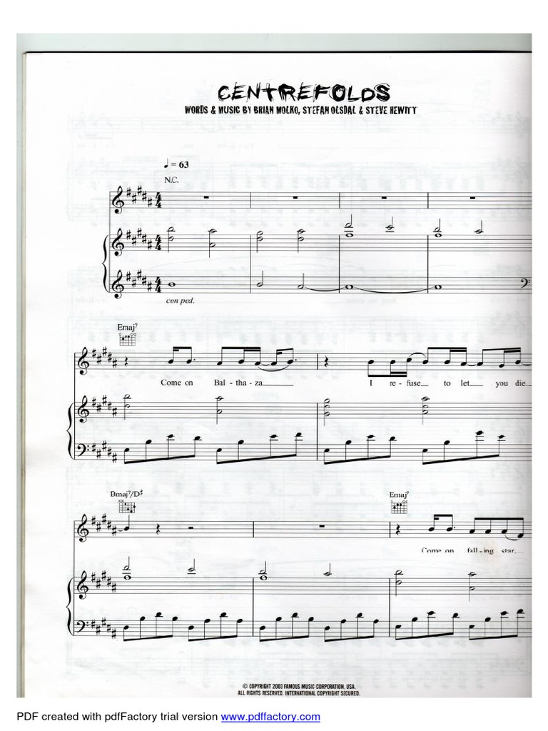 Placebo Centrefolds SheetMusicCC PDF | PDF