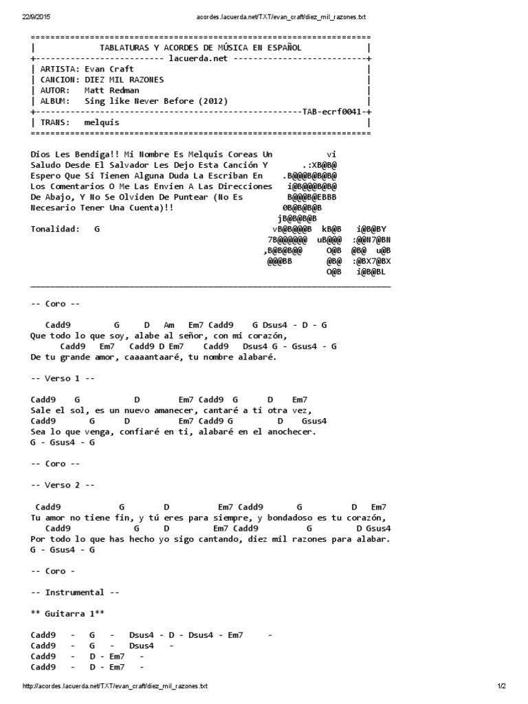 Evan Craft Diez Mil Razones Medios Musicales Musica Pop