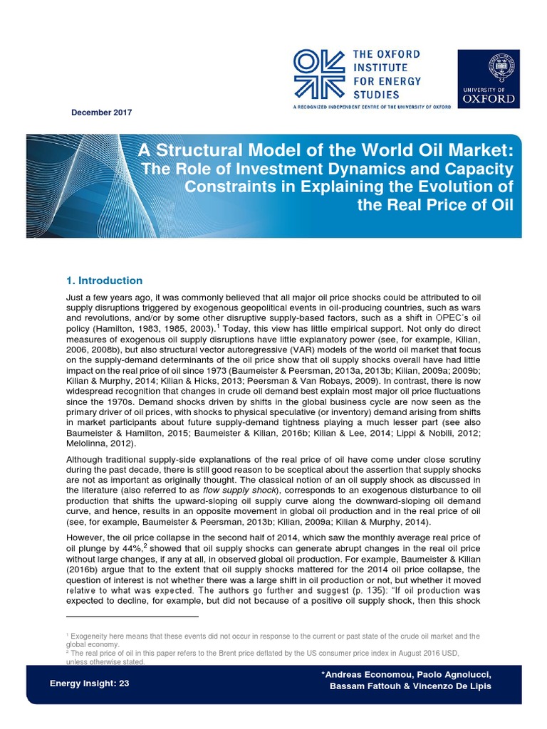 A Structural Model of The World Oil Market Insight 23 | PDF | Price Of ...