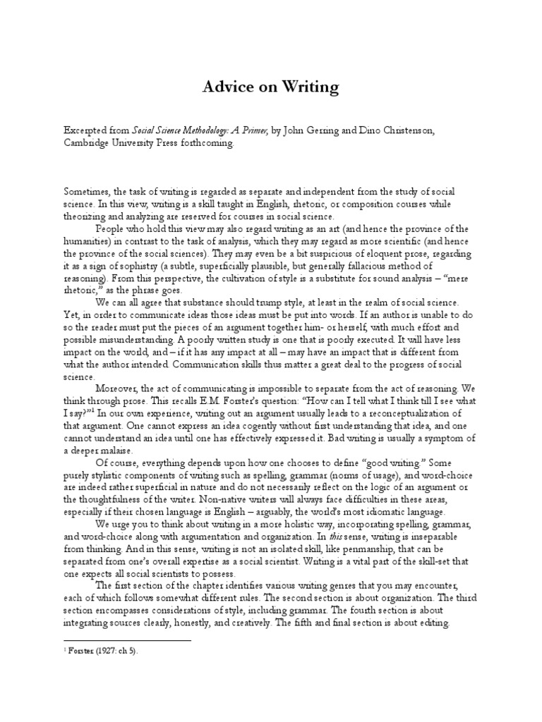 Writing in Social Science: A Guide | PDF | Citation | Essays