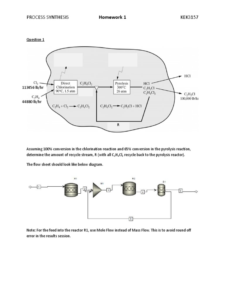 Process Synthesis KEK3157: Homework 1 | PDF | Science & Mathematics