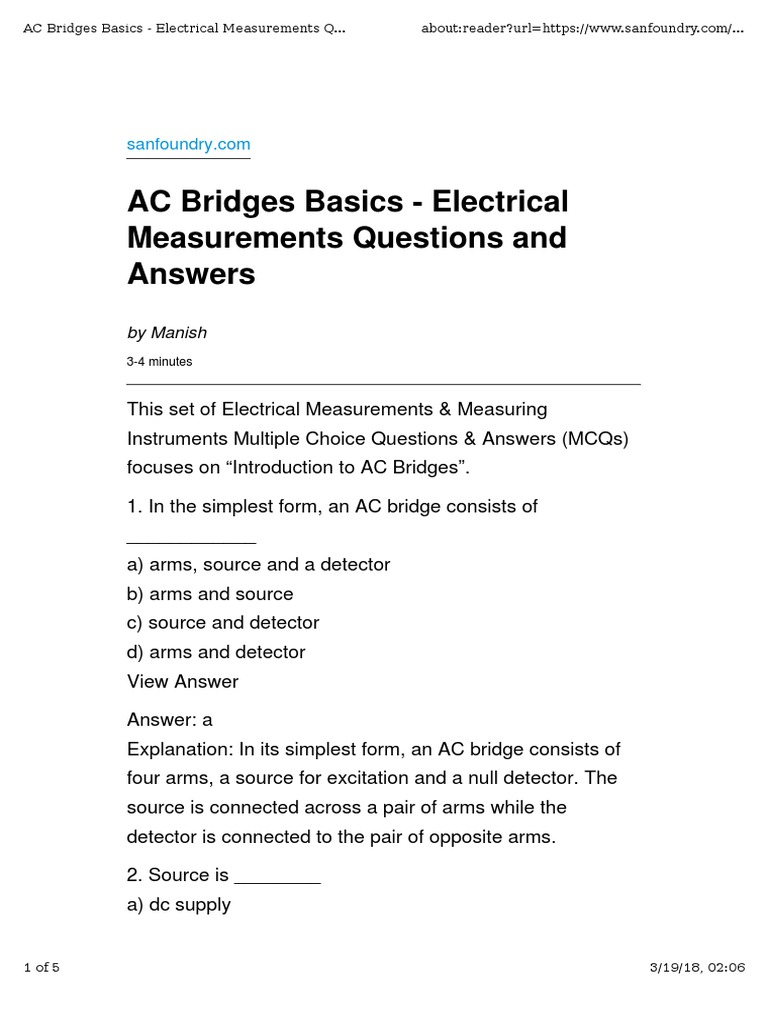 Questions On Measurement of Inductance and Capacitance PDF Hertz