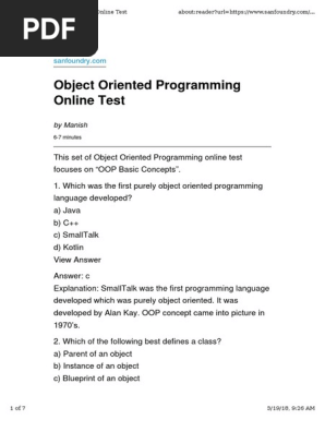 Questions Answers On Oops Concept Features Class Computer Programming Object Oriented Programming