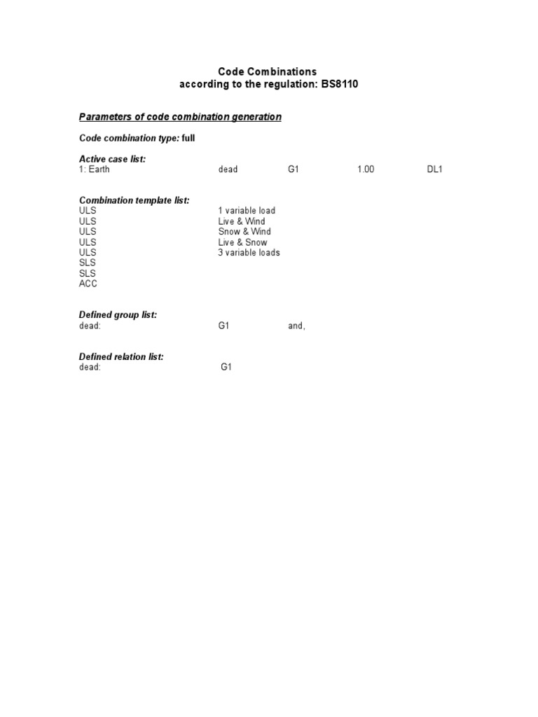 BS8110 Code Combination Parameters | PDF