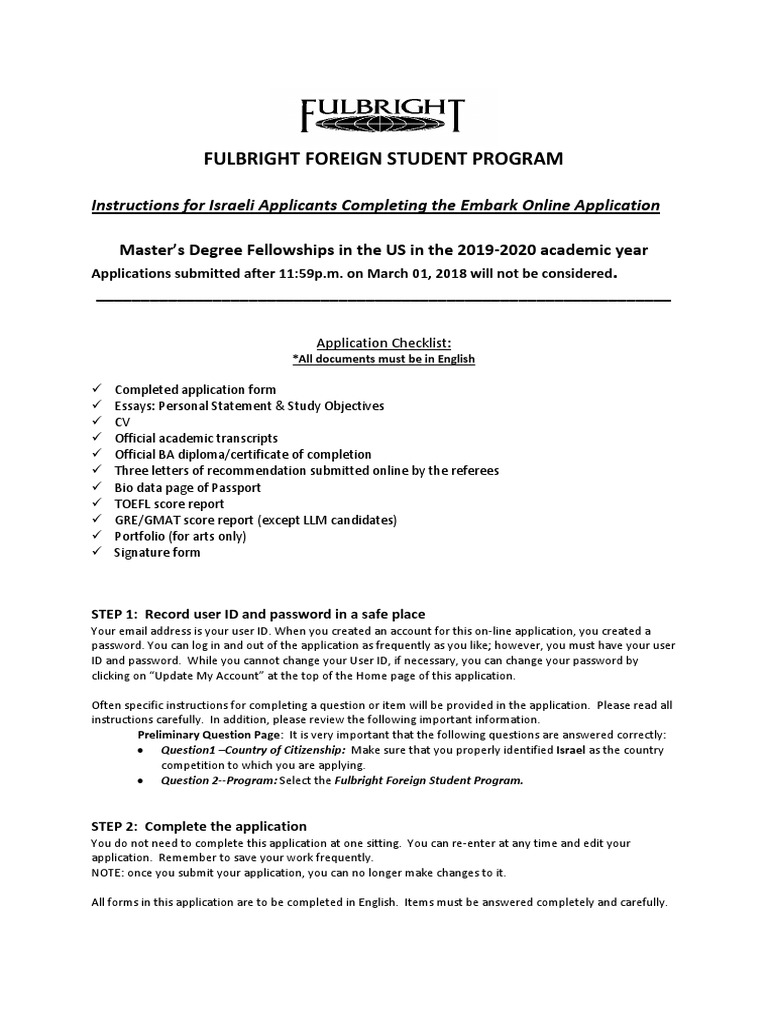 Fulbright Application Guide for Israelis | PDF | Graduate Record ...