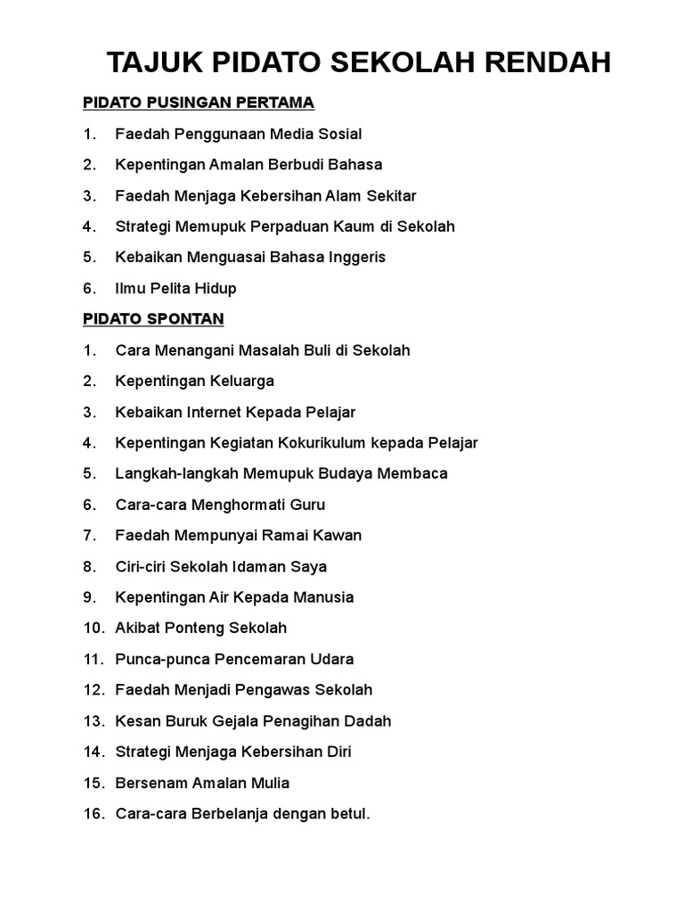 Tajuk Pidato