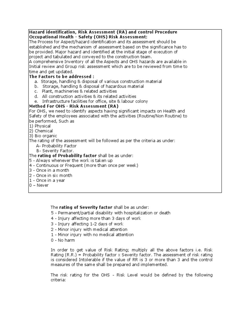 Hazard Identification & Objectives | PDF | Risk Assessment ...