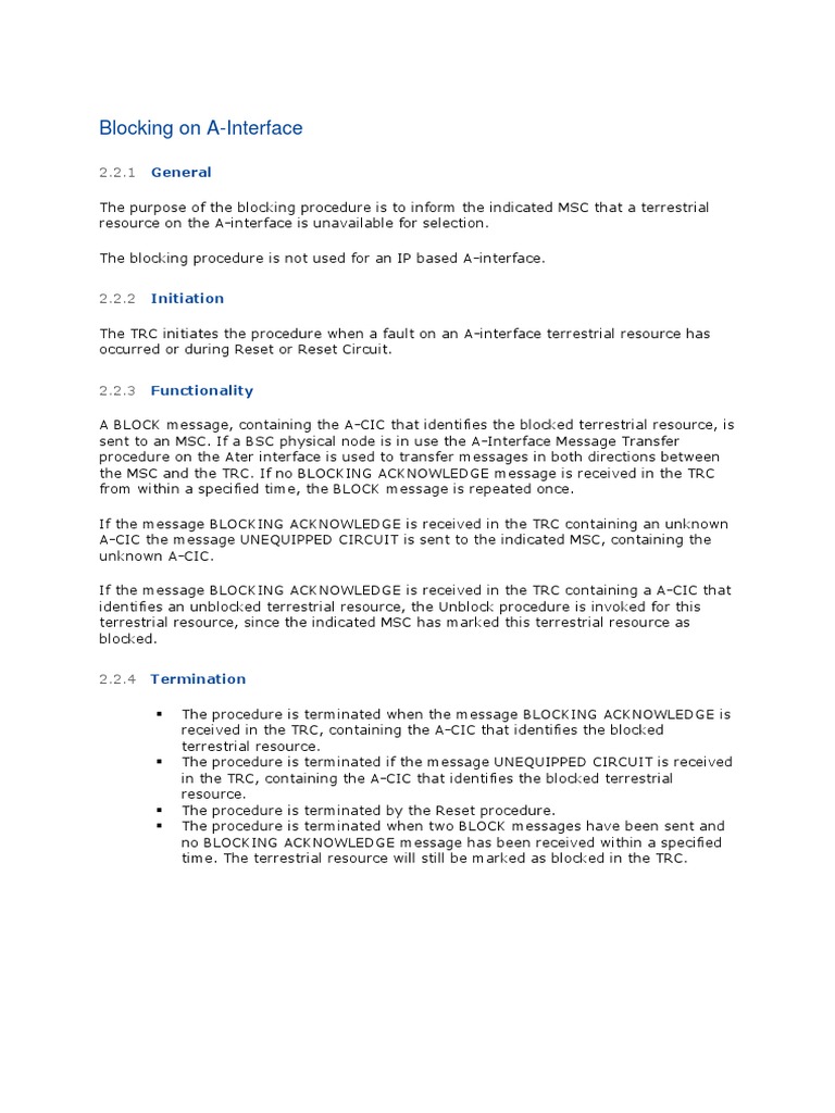 A-Interface Blocking Procedure Explained | PDF | Computers | Technology ...