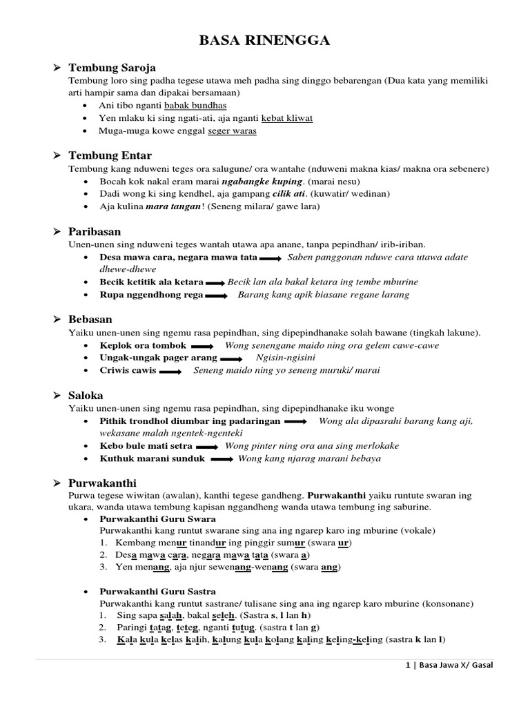 Basa Rinengga Kelas X | PDF