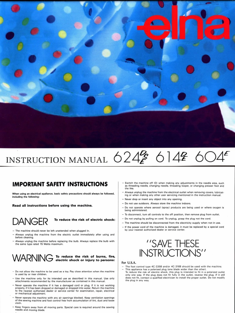 Elna Serger Instruction Manual 624dse 614de 604e | PDF | Sewing Machine