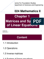 Matrices and Linear Equations Chapter