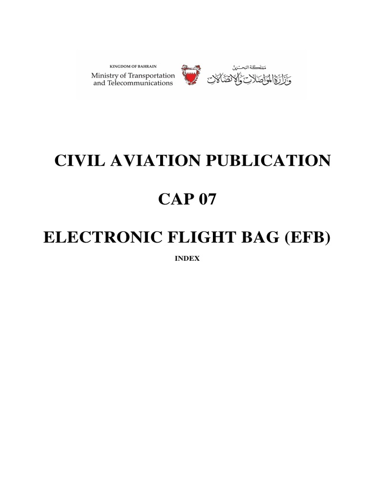 Civil Aviation Publication CAP 07 Electronic Flight Bag (Efb) PDF