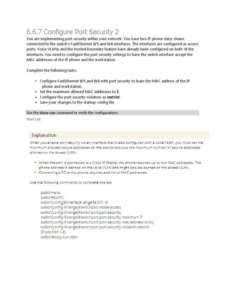 Configure Port Security for IP Phones | PDF