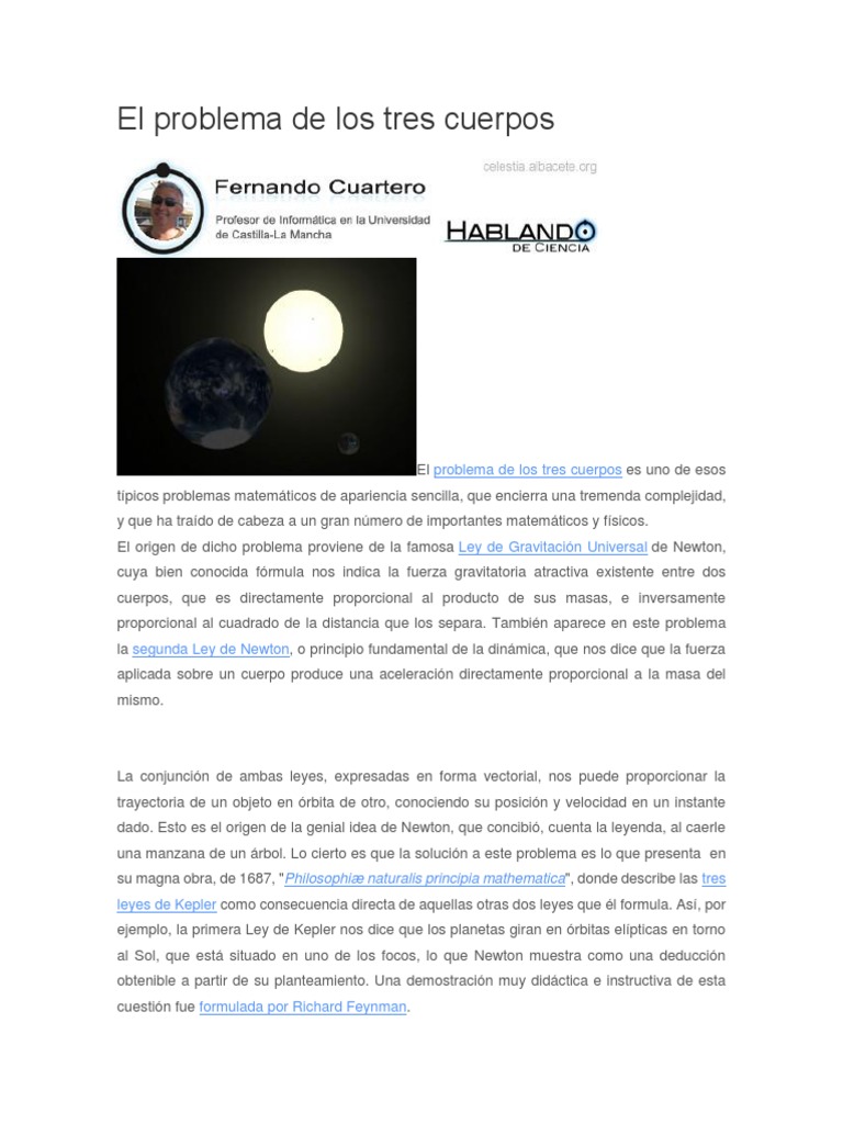 El Problema de los Tres Cuerpos | PDF | Gravedad | Ecuaciones