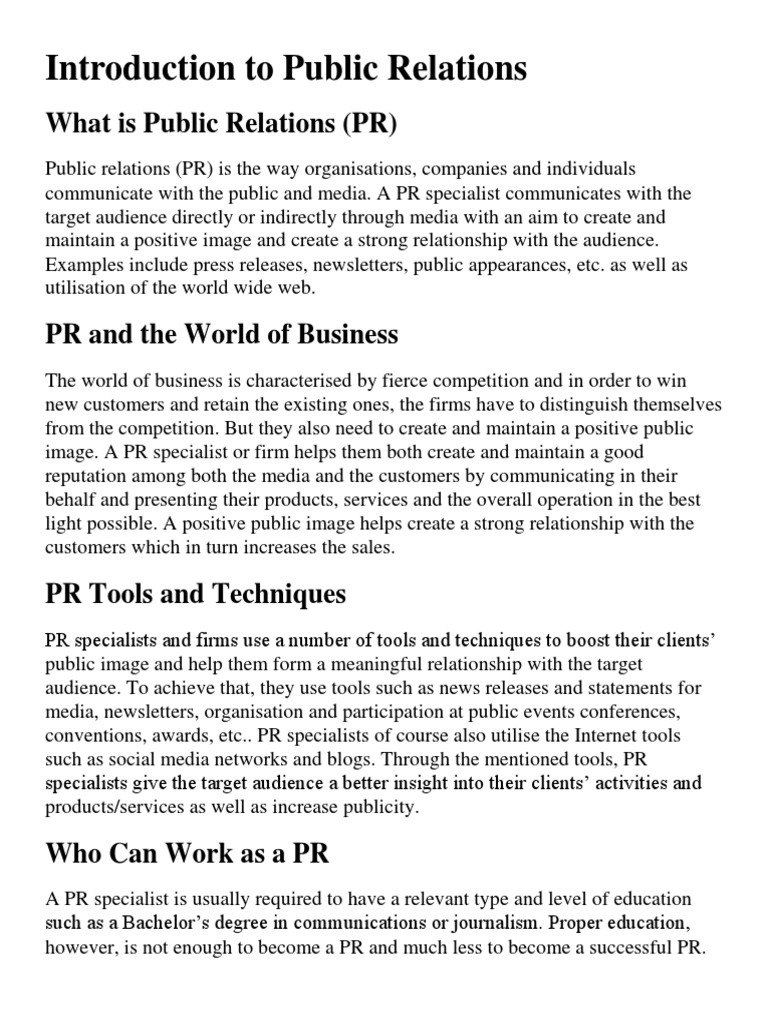 Introduction to public relations pdf public relations target audience