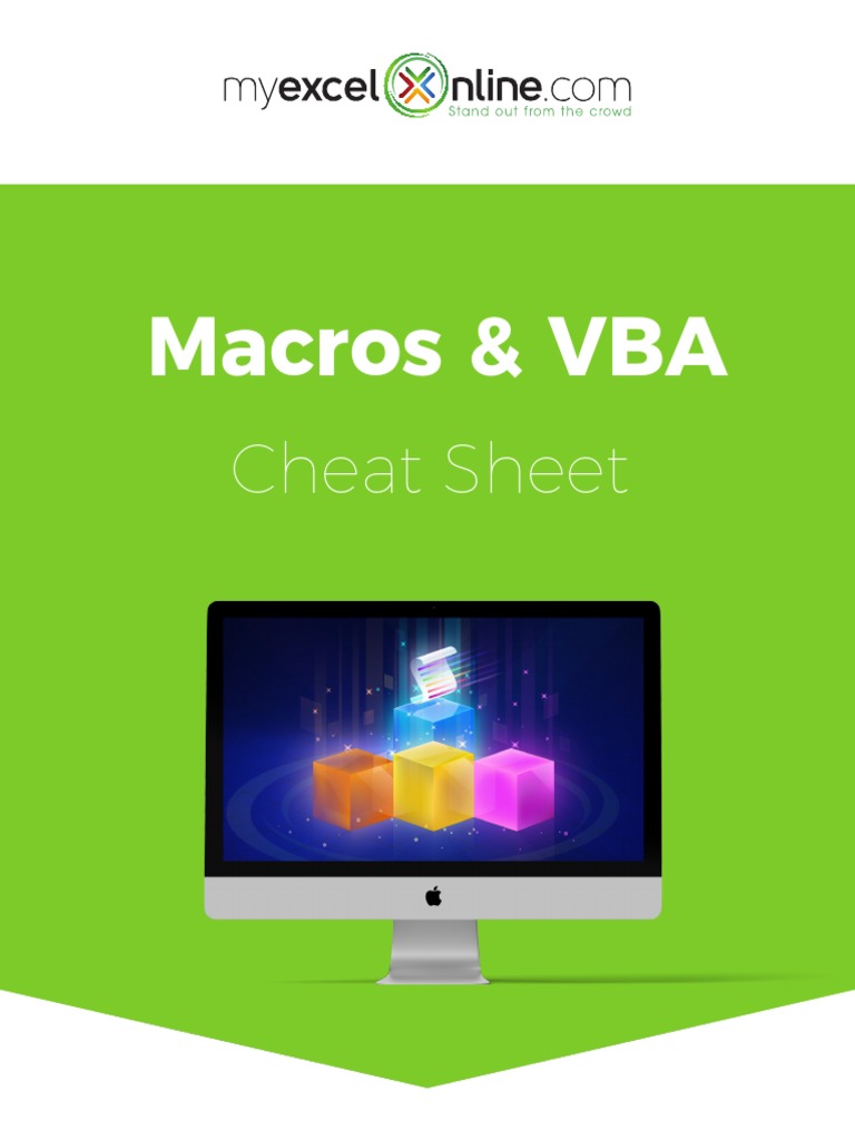 Macros & VBA Cheat Sheet | Visual Basic For Applications | Microsoft Excel