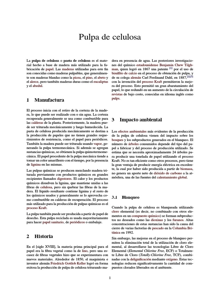 Pulpa de Celulosa PDF Papel de pulpa) Productos de madera