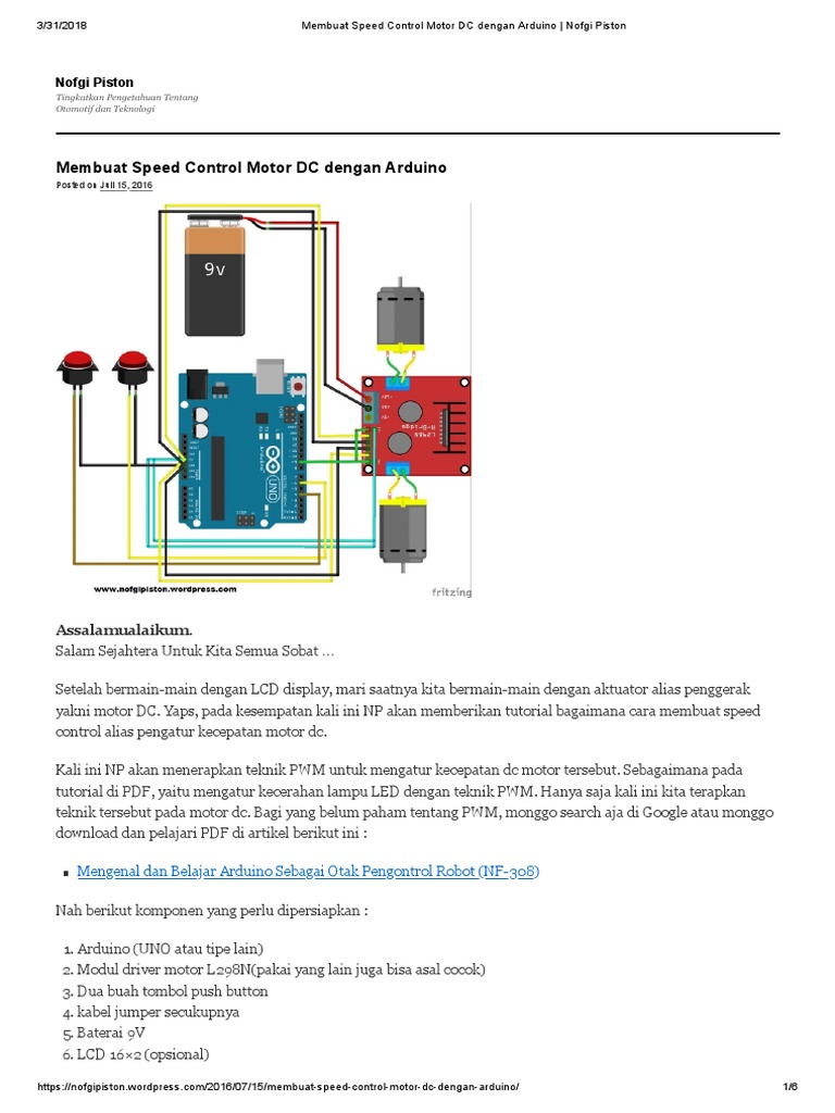 Kontrol Kecepatan Motor DC dengan Arduino | PDF