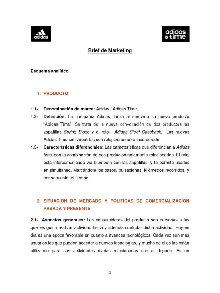 verbo Inconsistente monitor Brief Adidas | PDF | Marca | Producto (Negocio)