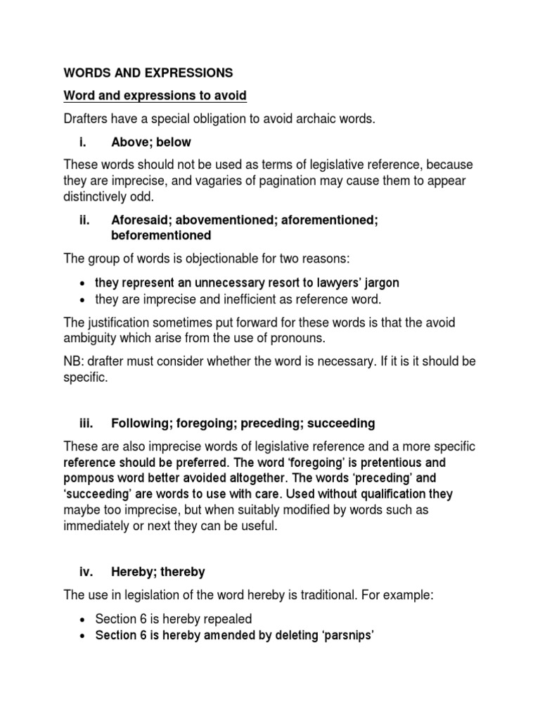 Words and Expressions Word and Expressions To Avoid | PDF | Linguistics ...